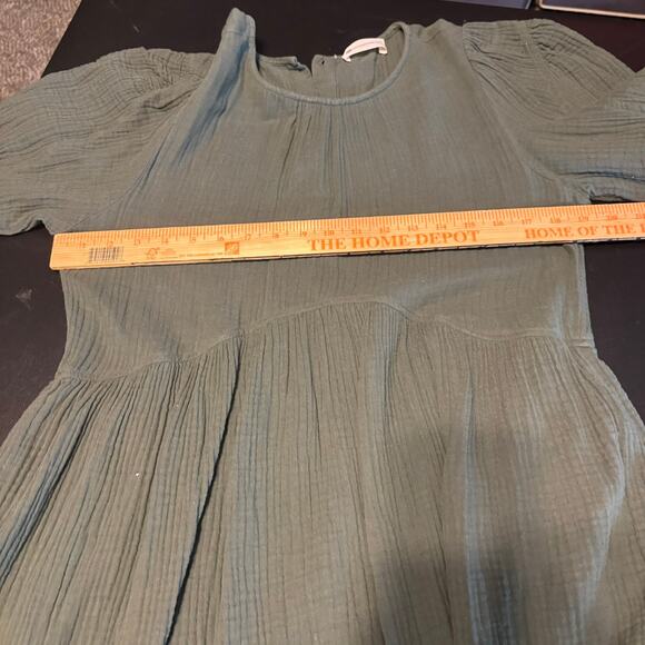 The Impeccable Pig Green Swing Gauze Cotton Mini Dress Size Large L - Picture 6 of 7